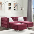 thumbnail image 6 of Acme Furniture Contemporary Velvet Nailhead Trim L Shaped Sectional Sofa Set Burgundy, 6 of 9