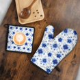 thumbnail image 5 of Pioneer Flower Floral Print Pattern 2-Pack Oven Mitts Set, Heat Resistant Kitchen Gloves, 7.7" X 12", 5 of 6