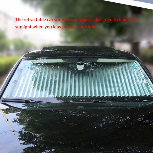 Car Windshield Cover Retractable Window Sunshade Cover Universal Automobile car window sun visor Sunblind, 65cm, Front