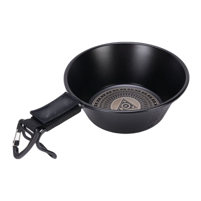 Steel Camping Bowl 250ml Stainless Steel Bowl with Handle for RV Travel Camping Backpacking Engraved Bottom Pattern Black