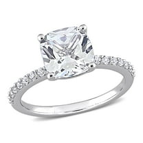 Everly Women's Created White Sapphire Engagement Ring in 10K White Gold