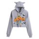 thumbnail image 1 of Sudadera con capucha y orejas de gato de calabaza de Halloween con ombligo al descubierto, 1 of 1