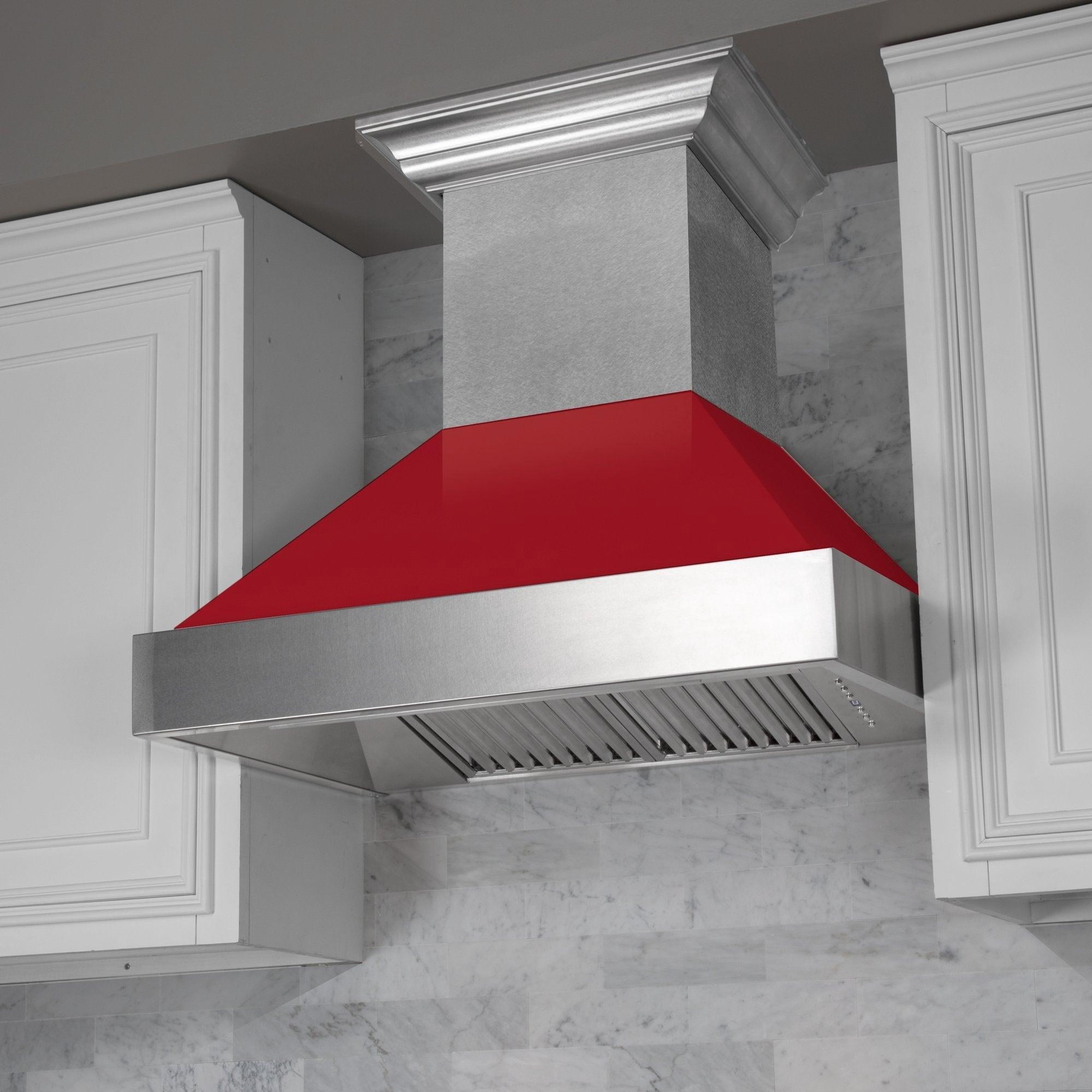 ZLine 8654RG36 Snow Finish Range Hood With Red Gloss Shell