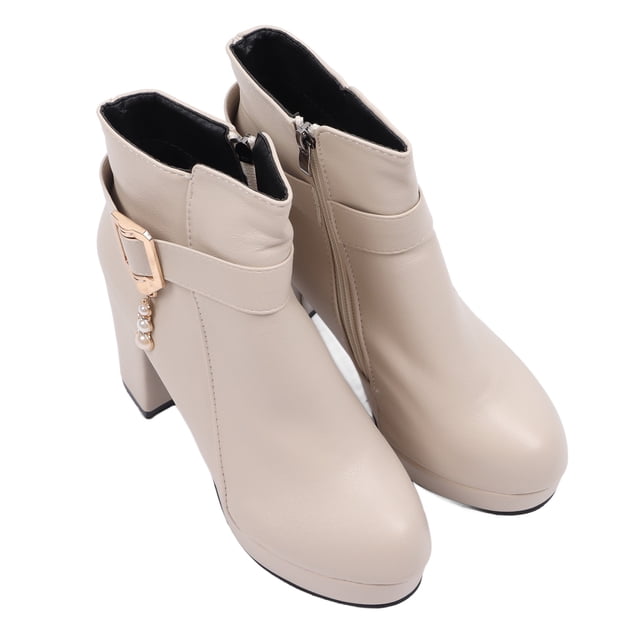 Zapatos de mujer, tacones altos de mujer, botas de tacón alto lisas, tacones altos beige, experiencia incomparable