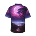 thumbnail image 3 of Daiia Purple Moon Tree Night Sky Hawaiian Shirt for Men Gentle Cotton Regular Short Sleeve Casual-Medium, 3 of 9