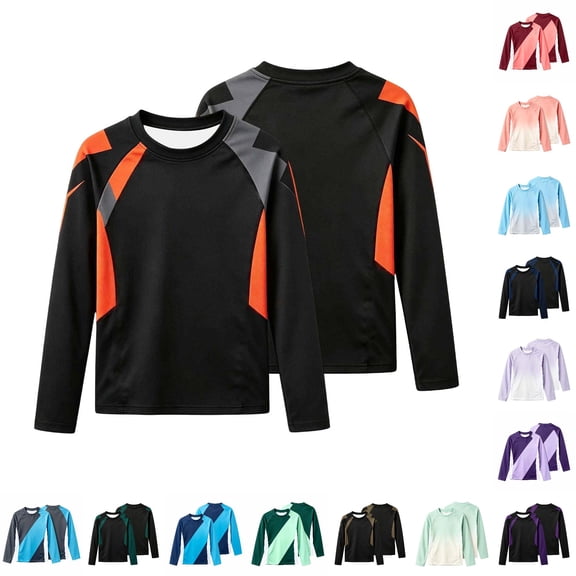 Bigetiay Casual Dye Long Sleeve Rash Guard for Boys with Round Neck And Raglan Sleeves Lightweight Sun Top for Kids, Size 11-12 Years