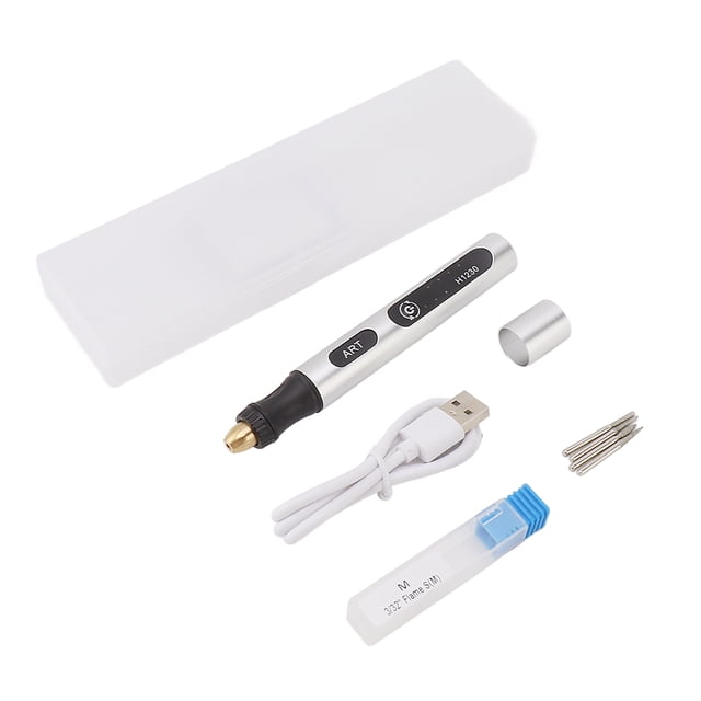 Herramienta de grabado eléctrica portátil, inalámbrica, rotativa, antideslizante, plateada, USB, 4,2 V, 300 mAh, para metal, vidrio y madera.