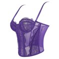 thumbnail image 4 of Conairie Women's Bustier Corset Top Lace Boned Solid Color Spaghetti Strap Fitted Mesh Bonded Party Going Out Cami Tops Purple XS, 4 of 7