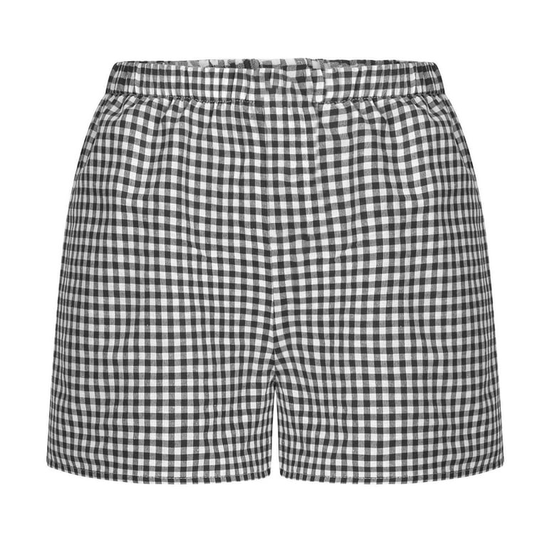 【BADBLOOD】Vintage Billy Check Boxer Shorts - Black YDKZYMD Women Gingham Boxer Shorts Y2k Cute Stripes Plaid