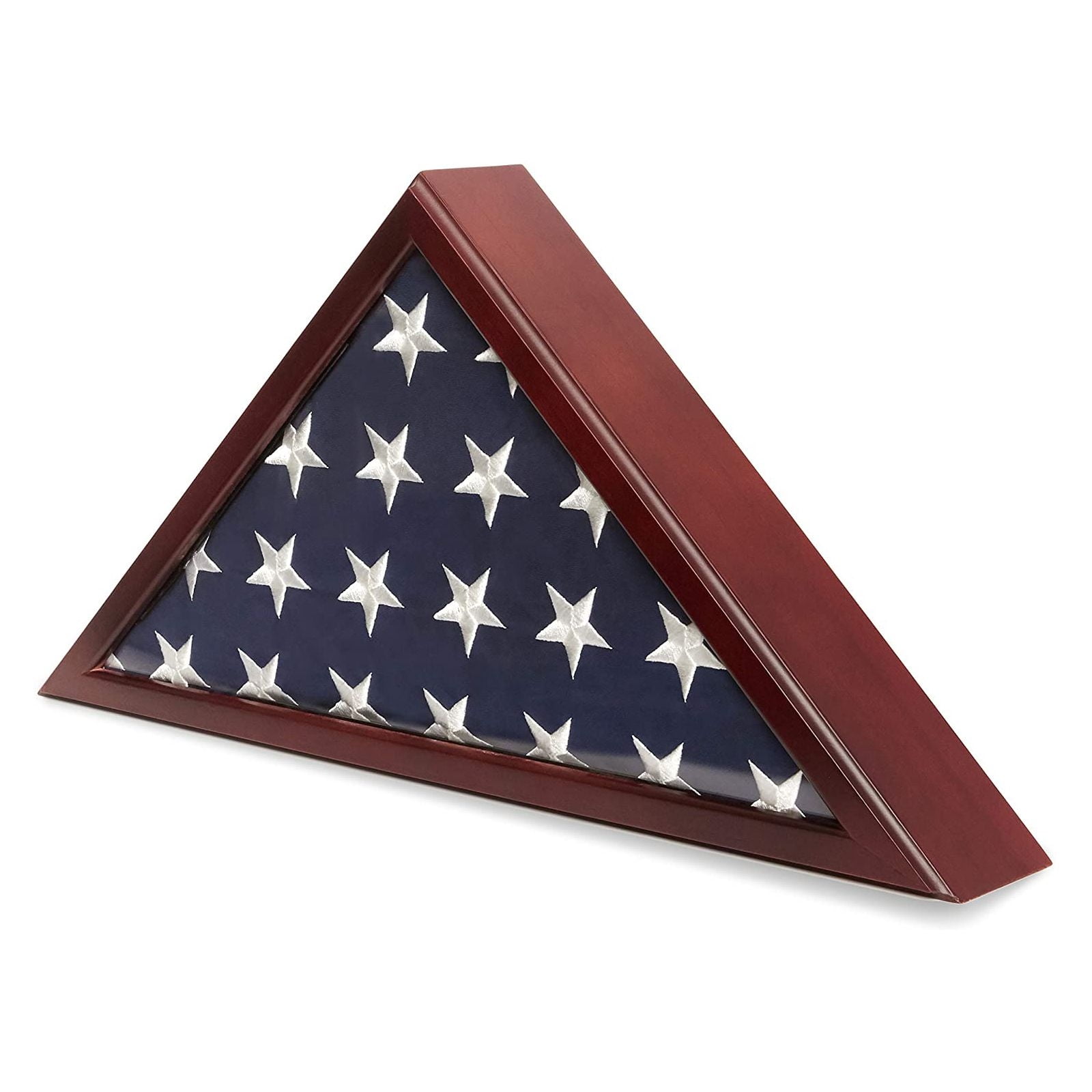 American Flag Box Display Case for Burial Flag with Cherry Wood Finish