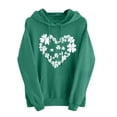 thumbnail image 3 of Maqroz Womens St Patricks Day Hoodie Long Sleeve Irish Green Shamrock Print Loose Casual Pullover Soft Lightweight Drawstring Top Holiday Parade Scrunchie Included, 3 of 7