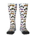 thumbnail image 1 of Fotbe Cartoon Monster Trucks1 Calcetas Divertidas Estampadas para Hombre y Mujer, Calcetas de Algodón hasta la Rodilla para Caminar, Correr, Enfermería y Embarazo, 1 of 6