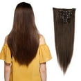thumbnail image 1 of LELINTA 100% Human Hair Clip In Hair Extensions Can Curly Dyed Natural Straight 7 Piece/15 Clips Black/Brown/Blonde, 18"-70g, 1 of 8