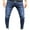 Dark Blue, variant on ohmzyzo Men's Moto Skinny Jeans Fashion Stretch Ripped Denim Slim Fit Denim Pants Pure Color Elastic Jeans Stylish Streetwear Gray L