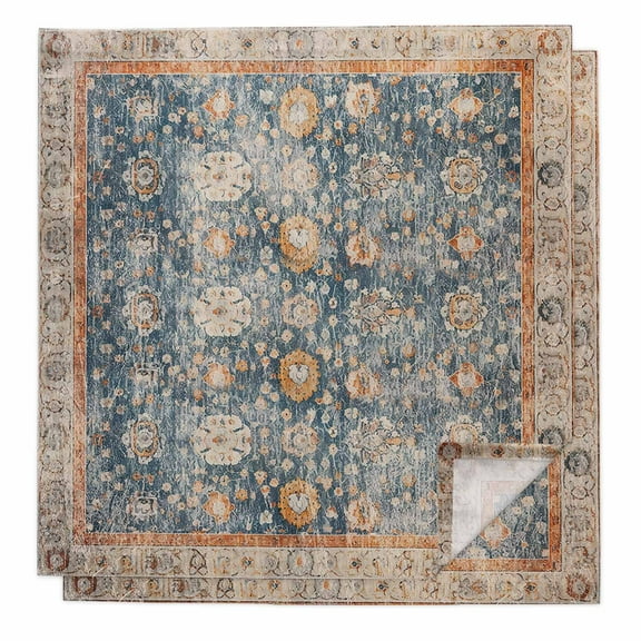 Blue Beige Vintage Cloth Napkins Washable Set of 2, Modern Geometric Abstract Art Ethnic Reusable Dinner Table Napkins Cloth Bulk for Weddings Kitchen Restaurants Hotel Events Parties 20 x 20 Inch