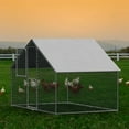 thumbnail image 2 of Gelloan Large Metal Chicken Coop with Waterproof and Anti-Ultraviolet Cover, Walk-in Poultry Cage Chicken Run Pen Dog Kennel Duck House,Silver, 2 of 7