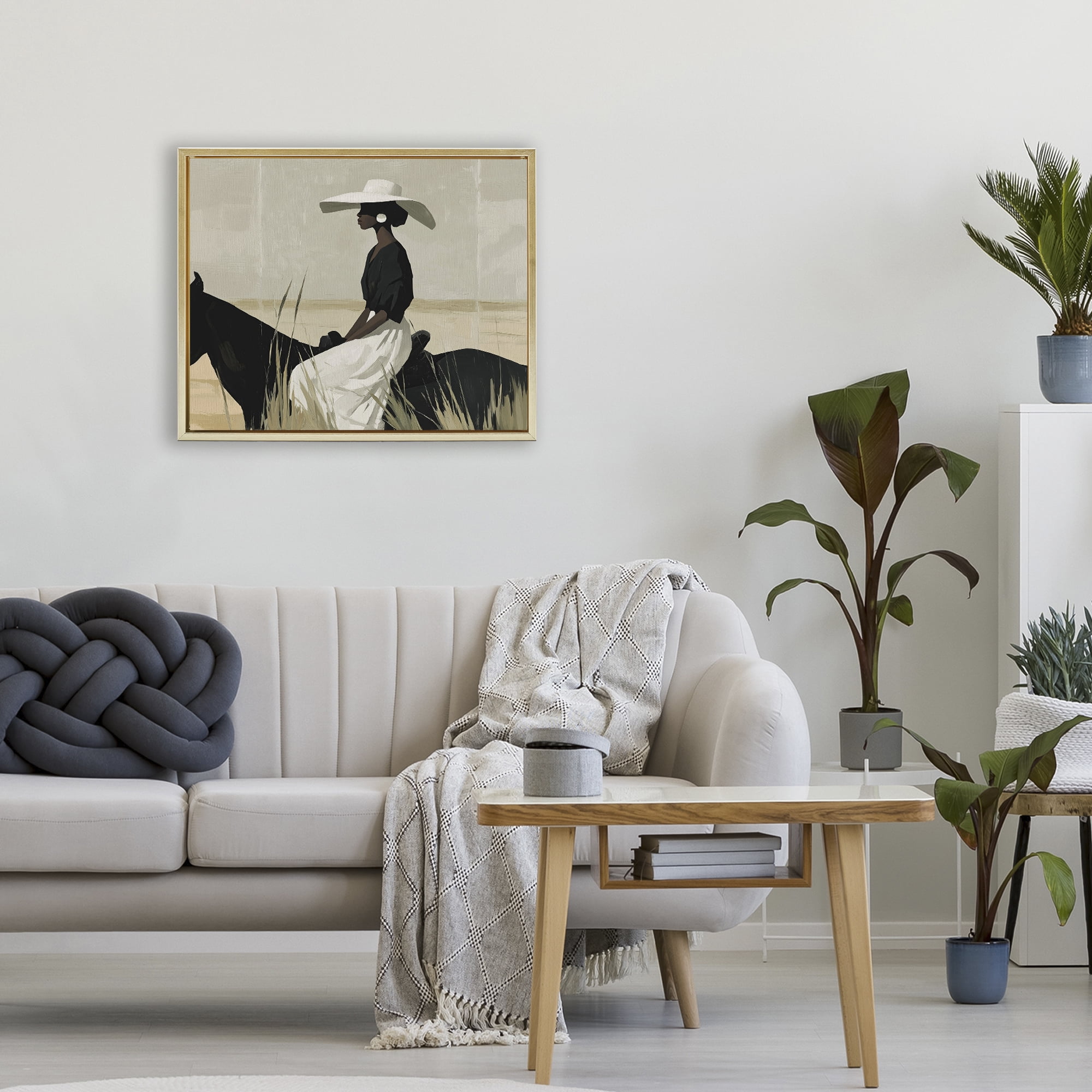 Stupell Industries Equestrian Elegance Silhouette Gold Framed Floater Canvas Wall Art, design by Svetlana Aleynikova