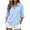 Light Blue, variant on Solid Collared Full Zip Shirt for Women Long Sleeve Open Front Blouse with Chest Pockets Casual Office Tops