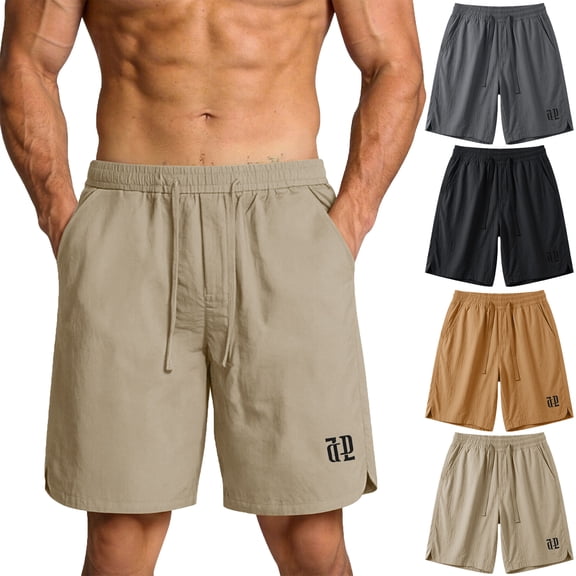 Cargo Short Pants for Men Plus Size Summer Lightweight Elastic Waist Solid Color Gym Shorts Athletic Outdoor Sport Workout Shorts with Pockets