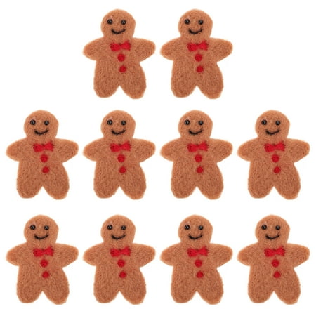 

10Pcs Gingerbread Man Felt Pendants DIY Wool Felt Pendants Wreath Decor Materials