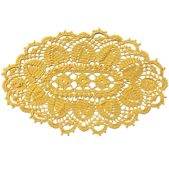 BomHCS 21 Inch Length Oval Lace Crochet Flowers Doilies Tablecloth Placemat Washable Kitchen Vase Doily