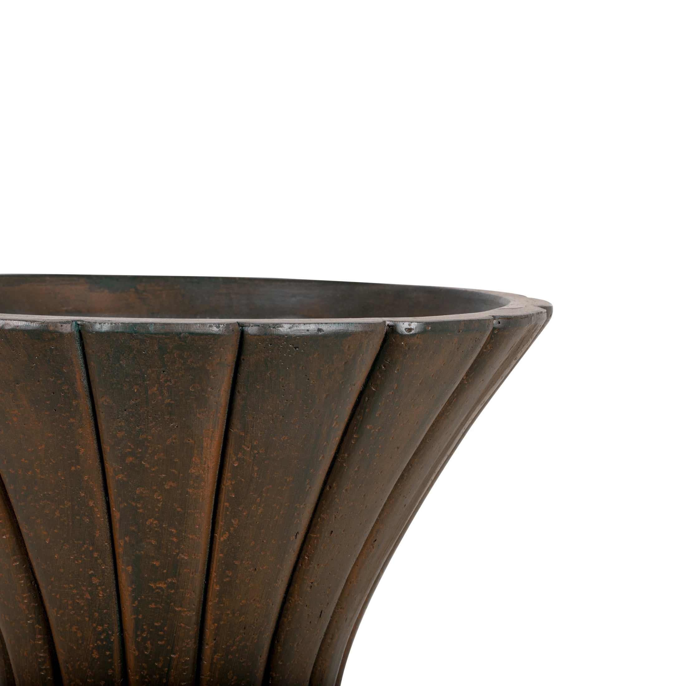 Christopher Knight Home 22.44" Fluted Pedestal Urn Planter, MGO Outdoor Flower Pot, Antique Bronze