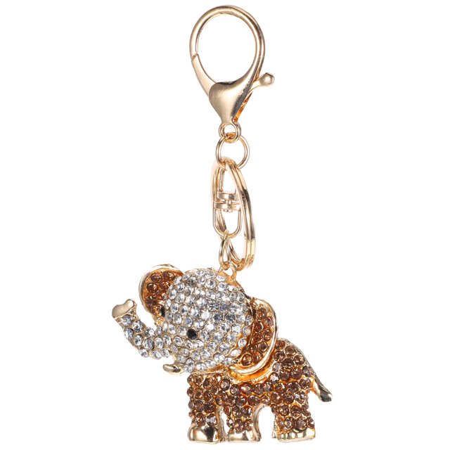 Llavero decorado con diamantes de imitación estilo elefante (café claro)