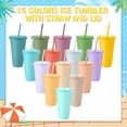 thumbnail image 2 of Vaso Honeydak 700-800 ml con pajita y tapa, juego de 30 unidades, color pastel, 2 of 7