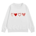 thumbnail image 1 of Comdrip Chandails de la Saint-Valentin pour Filles Chandails à Imprimé Graphique Cœur Manches Longues Chandail Col Rond Hauts Chandails Mignons pour Filles 10-12 Blanc 110, 1 of 6