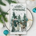 thumbnail image 5 of SM-XLHN Snowy Winter Wonderland Pine Tree Snowflake Kitchen Dish Towel, Watercolor Reindeer Bear Bullfinch Woodland Animal Hand Drying Cloth, Christmas Farmhouse Snow Decor Home Decoration 18x26, 5 of 6