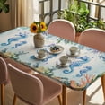 thumbnail image 3 of Seahorse Coastal Table Cloths for 4 Foot Rectangle Tables, Summer Nautical Starfish Coral Beige Patio Waterproof Elastic Fitted Tablecloths, Washable Rectangular Table Cover for Camping, 3 of 8