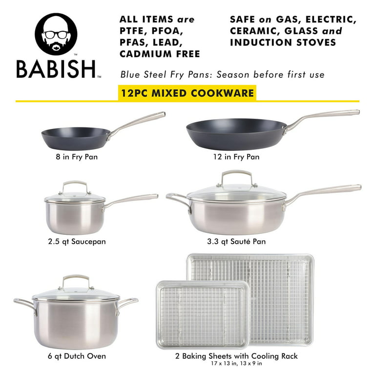 Babish Tong Set, Stainless Steel, 12 Inch & 9 Inch
