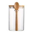 thumbnail image 1 of Tarro de almacenamiento de vidrio con cuchara, tapa hermética, recipiente transparente, organizador resistente para granos de café, adecuado para coci 1 pieza, 1 of 9