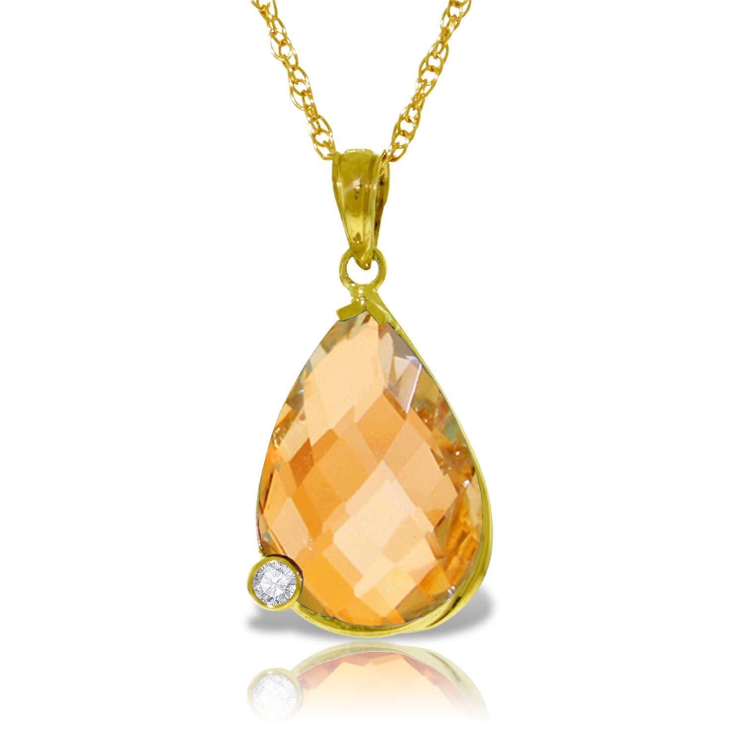 ALARRI 14K Solid Rose Gold Necklace w//Natural Citrines with 24 Inch Chain Length