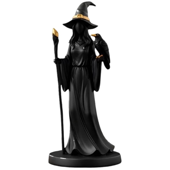 Resin Halloween Witch Statue – Hand-Painted Gothic Figurine for Mantel, Tabletop, and Indoor Holiday Home Decor
