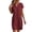 Wine, variant on Fashion Min Dresses for Womens 2026 Summer Plus Size Solid Color Casual Button V-Neck Short Sleeve Mini Dress