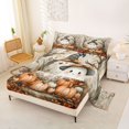 thumbnail image 2 of Manfei Watercolor Witch Hat Ghost Queen Sheets 4 Pieces, Autumn Pumpkin Happy Halloween Queen Sheet Sets, Orange Brown Beige,1 Fitted Sheet, 1 Flat Sheet and 2 Pillowcases, 2 of 5