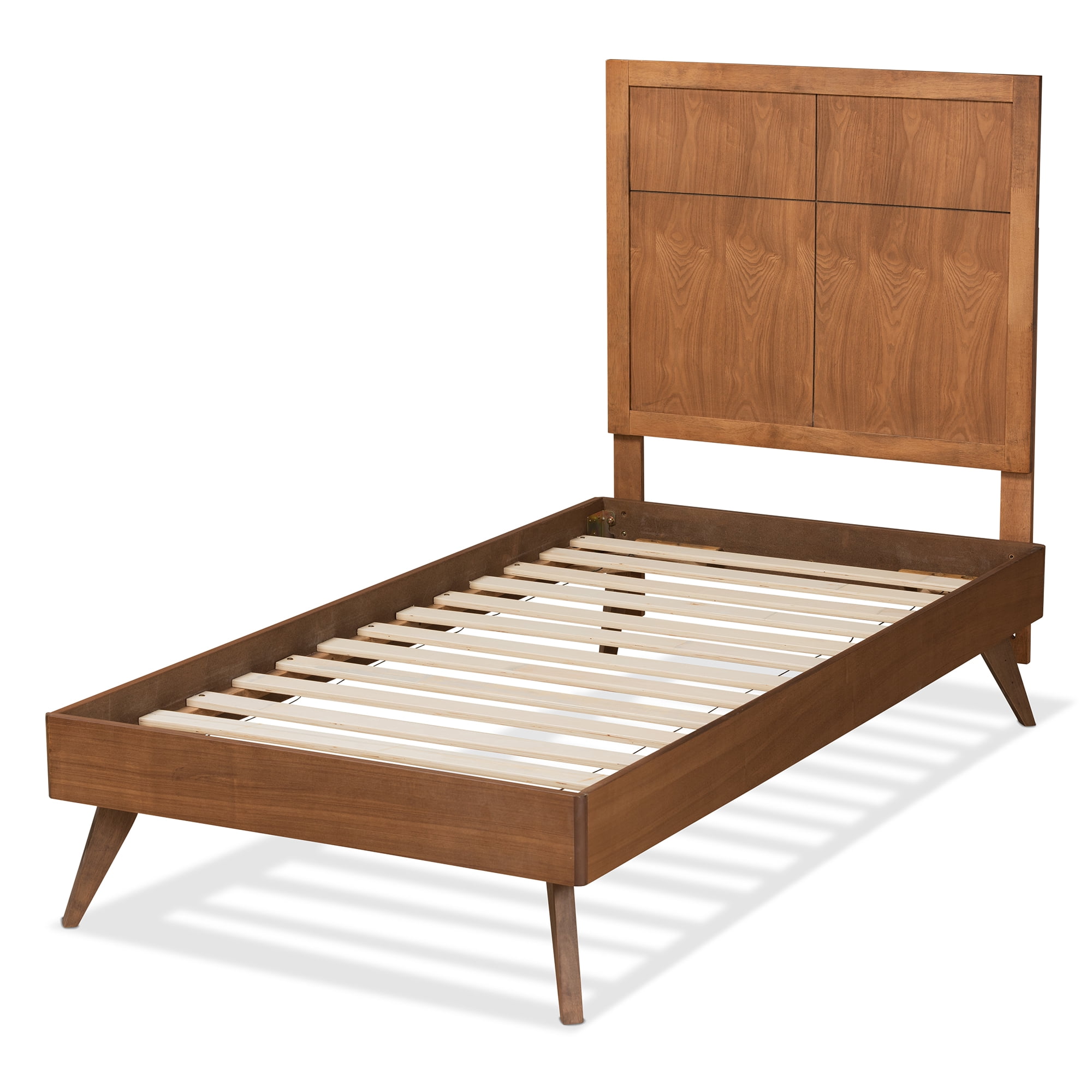Baxton Studio Noela Modern Engineered Wood Platform Bed, Twin, Walnut Brown