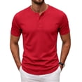 thumbnail image 2 of YNGKMEA Men's Henley Shirts Casual Short Sleeve Slim Fit T-Shirt Gym Workout Athletic Shirt Tees with Button, 2 of 7