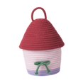 thumbnail image 3 of Cesta de almacenamiento de forma de casa Cesta de almacenamiento de la casa Organizador de suministros para el hogar Lindo uso múltiple con bocadillos Rojo y rosa, 3 of 8