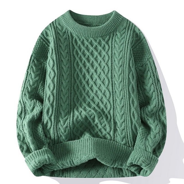 Suéter de color sólido con tendencia de moda de otoño e invierno, suéter casual holgado y atractivo para hombre