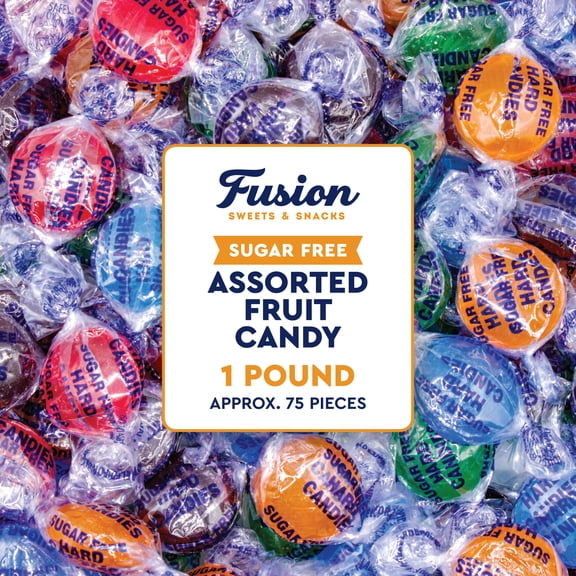 Arcor Sugar Free Assorted Fruit Flavor Hard Candy – 1 lb Bulk Bag (Approx 75 Count) - Cherry, Lime, Orange Individually Wrapped, Keto & Diabetic Friendly Low‑Calorie Sugar Free Hard Candy