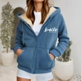 thumbnail image 2 of Bibifish Womens Graphic Fleece-Lined Long Sleeve Hoodies Full Zip Design With Side Pockets Relaxed Fit Casual Morning Daily Outings Cozy Tops, 2 of 4