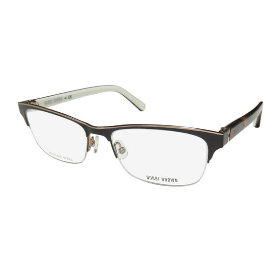 NEW BOBBI BROWN THE SCOUT WOMENS/LADIES DESIGNER HALF-RIM BROWN / TORTOISE SPRING HINGES OPHTHALMIC CASUAL FRAME DEMO LENSES 54-16-135 FLEXIBLE HINGES EYEGLASSES/EYEWEAR