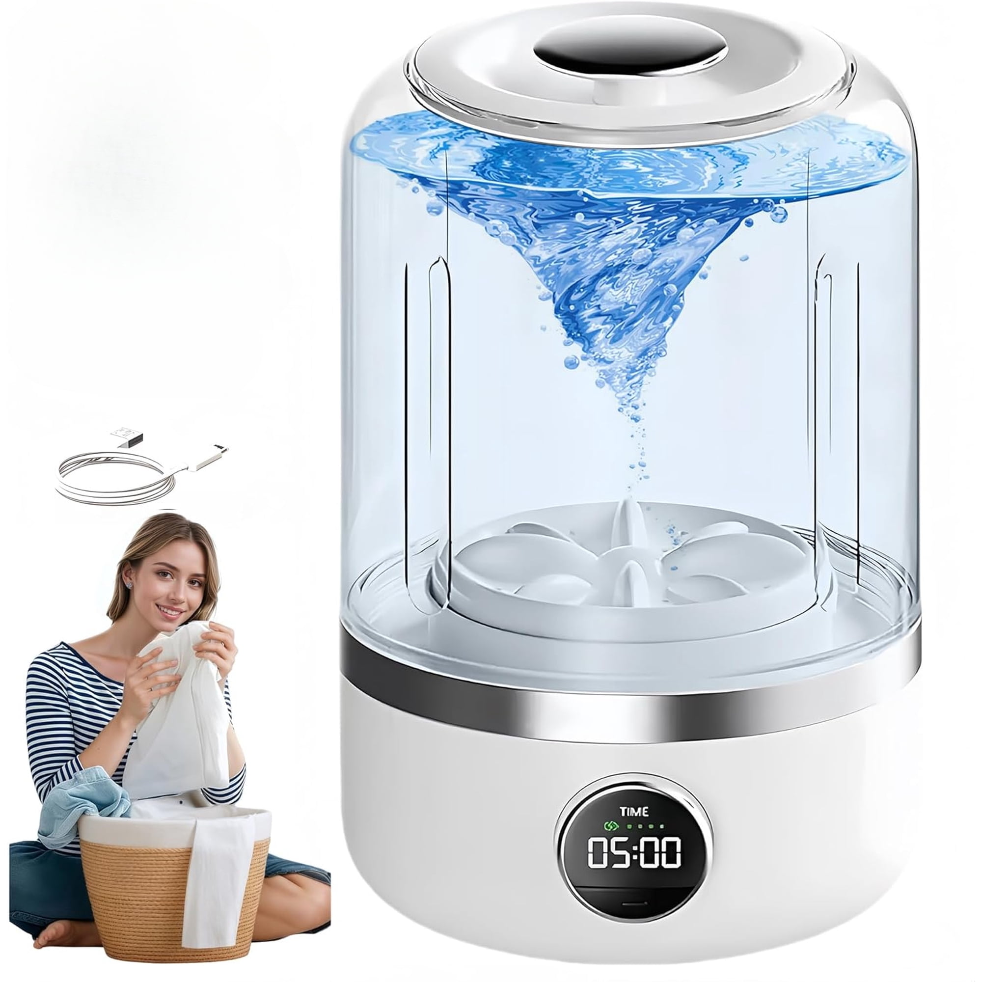 Mini Underwear Washer for Underwear & Socks - Portable Rechargeable Laundry Machine, Compact Design for Travel, Camping, Baby Clothes