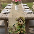 thumbnail image 4 of Spring Floral Table Runner 70 Inches, Birds Cabin Watercolor Botanical Retro Art Bed Runner Dresser Scarves Tabletop for Indoor Outdoor Parties/Ceremony/Banquet, 13" x 70", 4 of 8