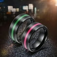 thumbnail image 2 of 8mm Men's Black Wedding Bands Titanium Steel White/Green/Purple/Pink Ring, 2 of 9