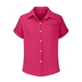 thumbnail image 6 of Ltctricy Women's Button down Shirts Short Sleeve Collared Pleated Business Casual Work Blouses Trendy Summer Tops, 6 of 7