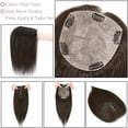 thumbnail image 3 of MY-LADY Human Hair Toppers 15*15CM Silk Base Straight Topper 100% Remy Human Hair Piecesr (Dyed/Ironed/Cutted) 12inch #02 Dark Brown, 3 of 8