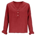 thumbnail image 5 of IMENGL Linen Shirts For Women 2026 Buttons V Neck Cloths Long Sleeve Pockets Tshirt Trendy Blouses Casual Tops Red M, 5 of 7